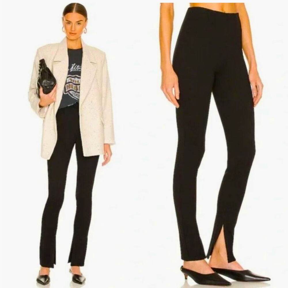 Anine Bing Max Split-cuffs Black Skinny Pants